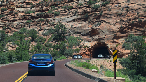 Driving into the Mt. Carmel tunnel, Zion National Park